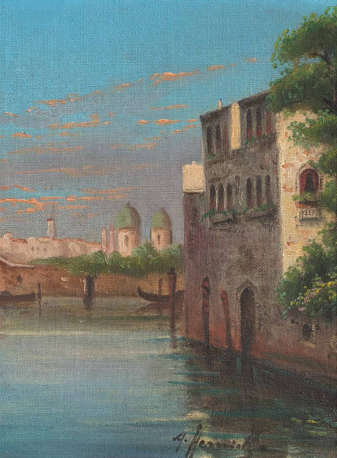 Pair of Original Vintage Oil Paintings of Venice