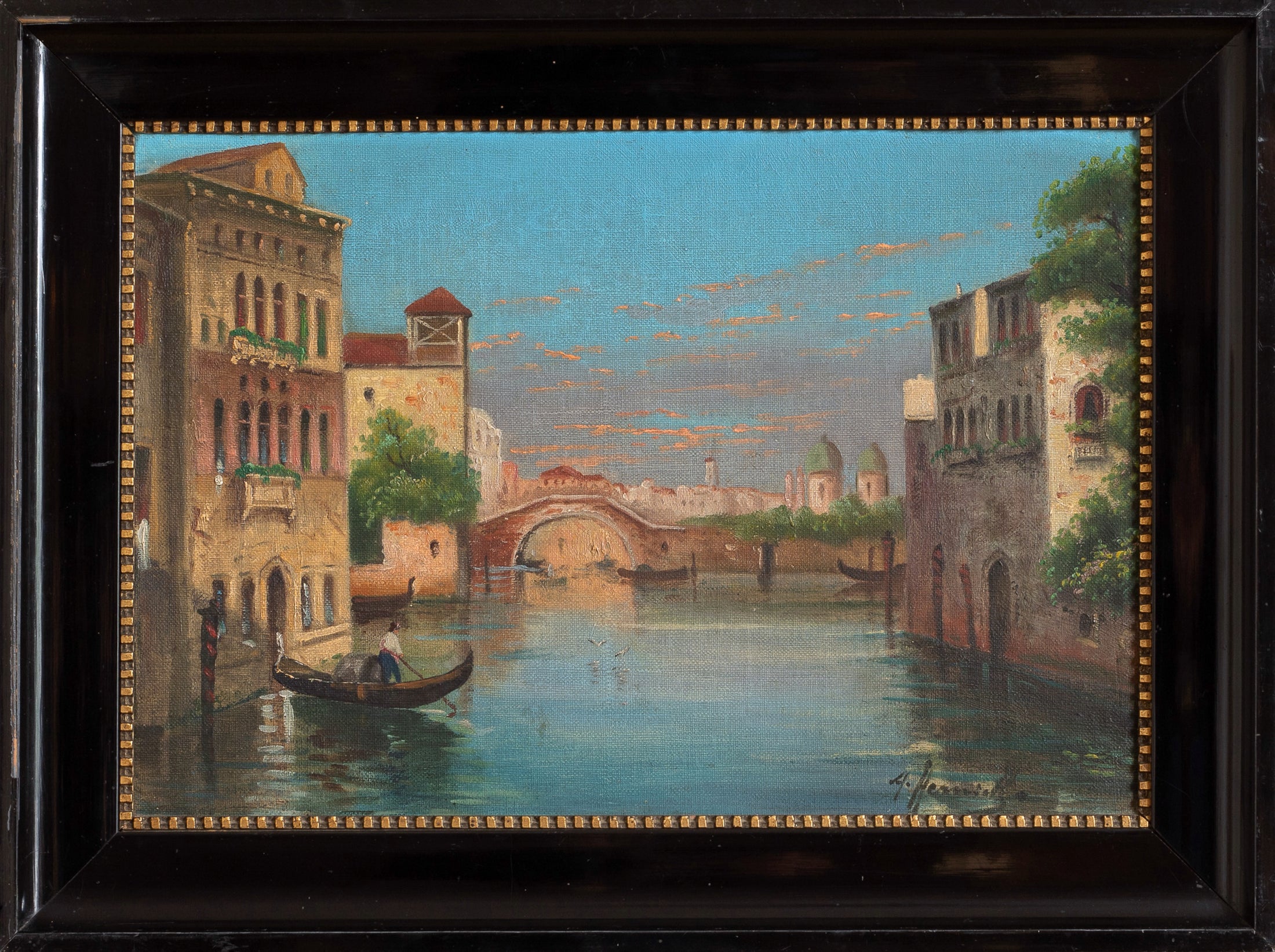Pair of Original Vintage Oil Paintings of Venice