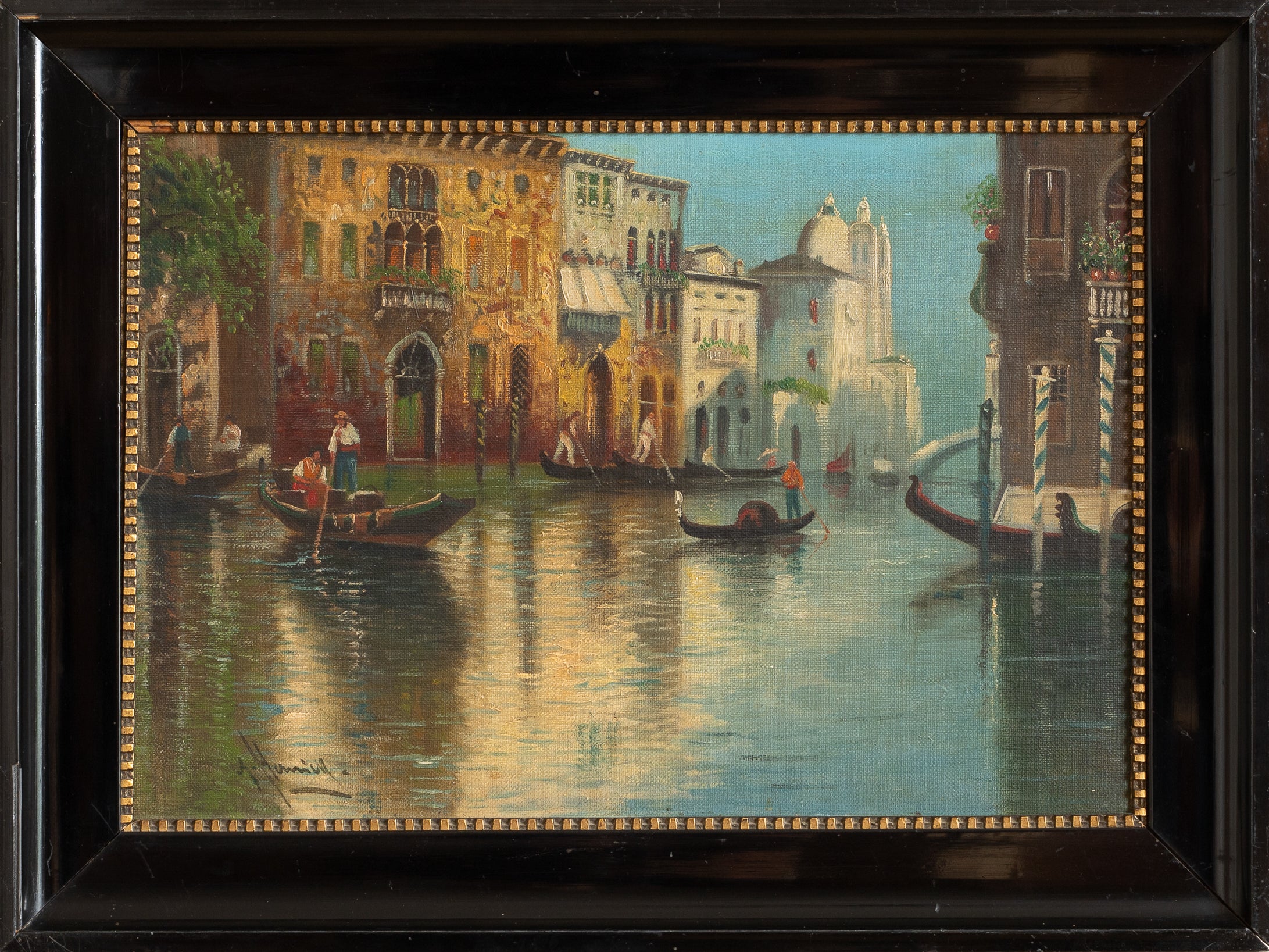 Pair of Original Vintage Oil Paintings of Venice