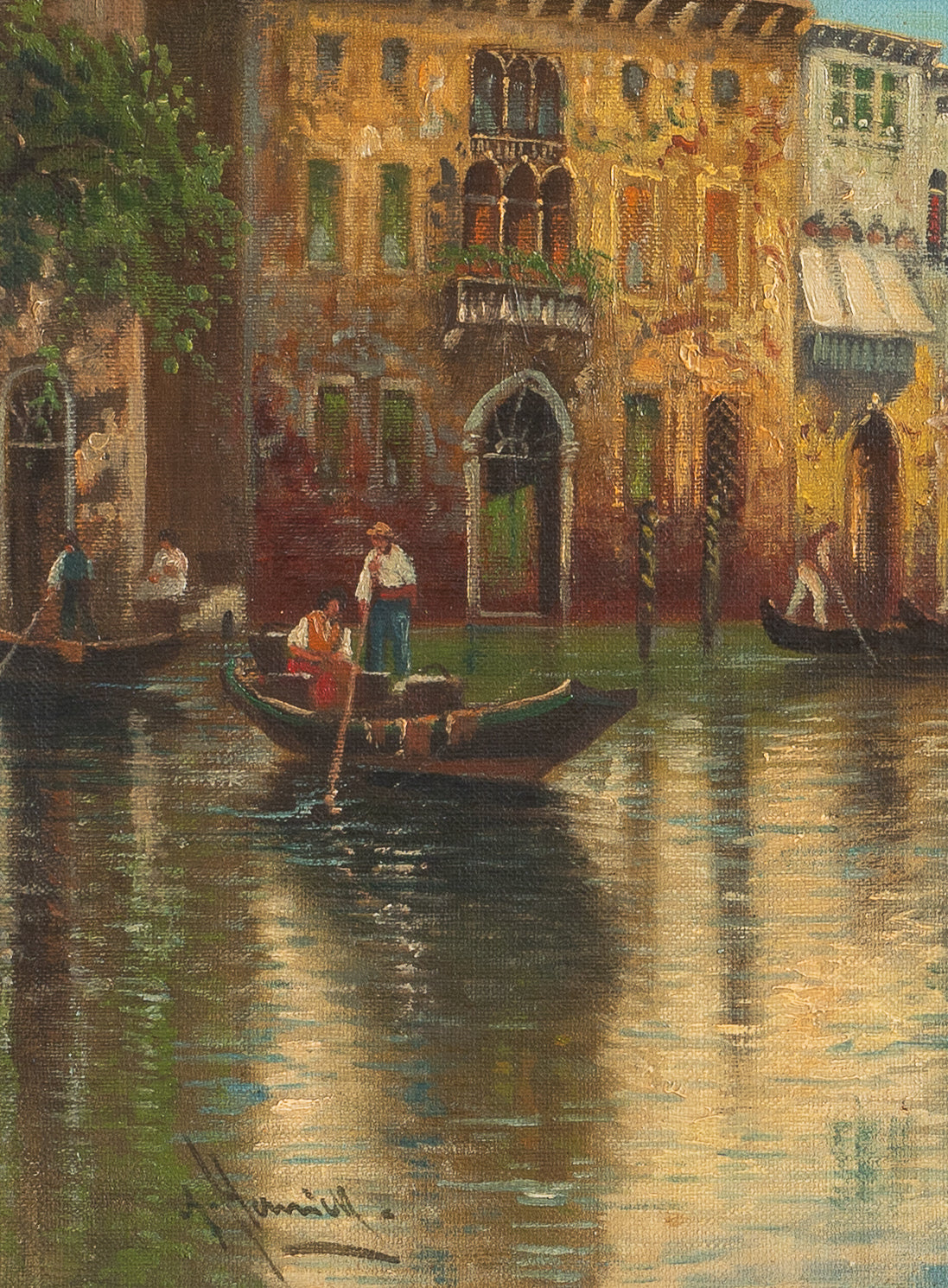 Pair of Original Vintage Oil Paintings of Venice