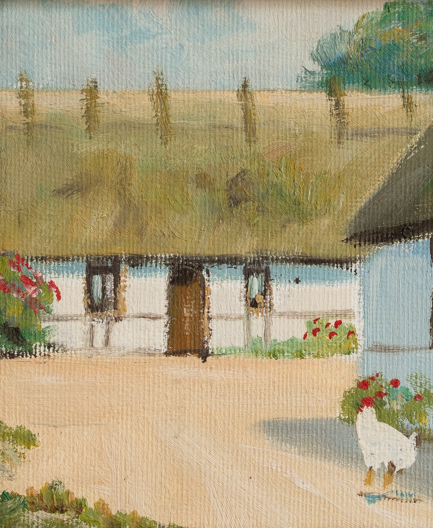 Vintage Pair Original Farmhouse Oil Paintings from Sweden