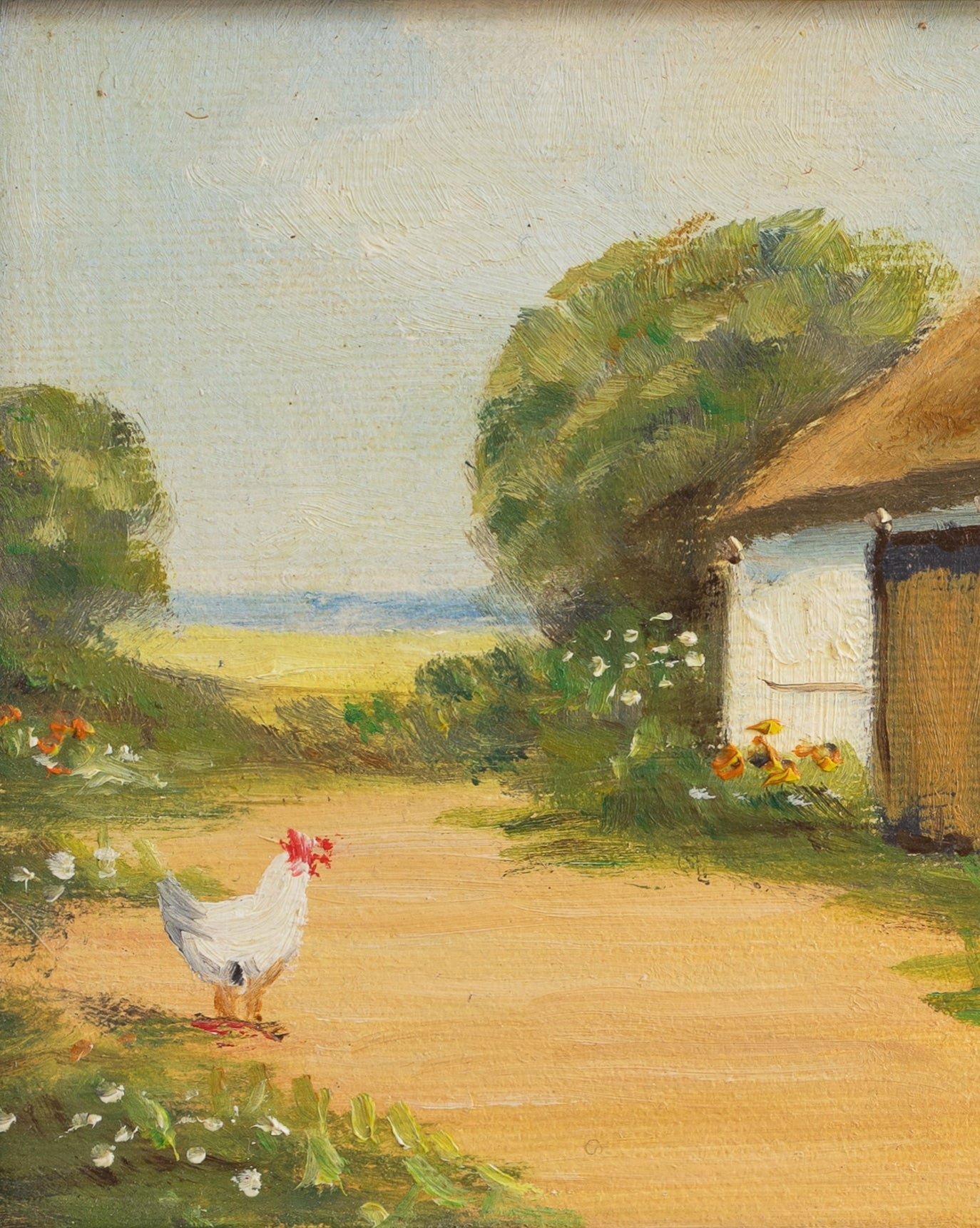 Vintage Pair Original Farmhouse Oil Paintings from Sweden