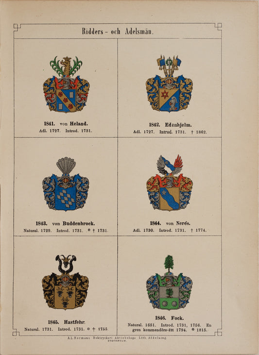Heraldic Crests of Swedish Knights and Nobility