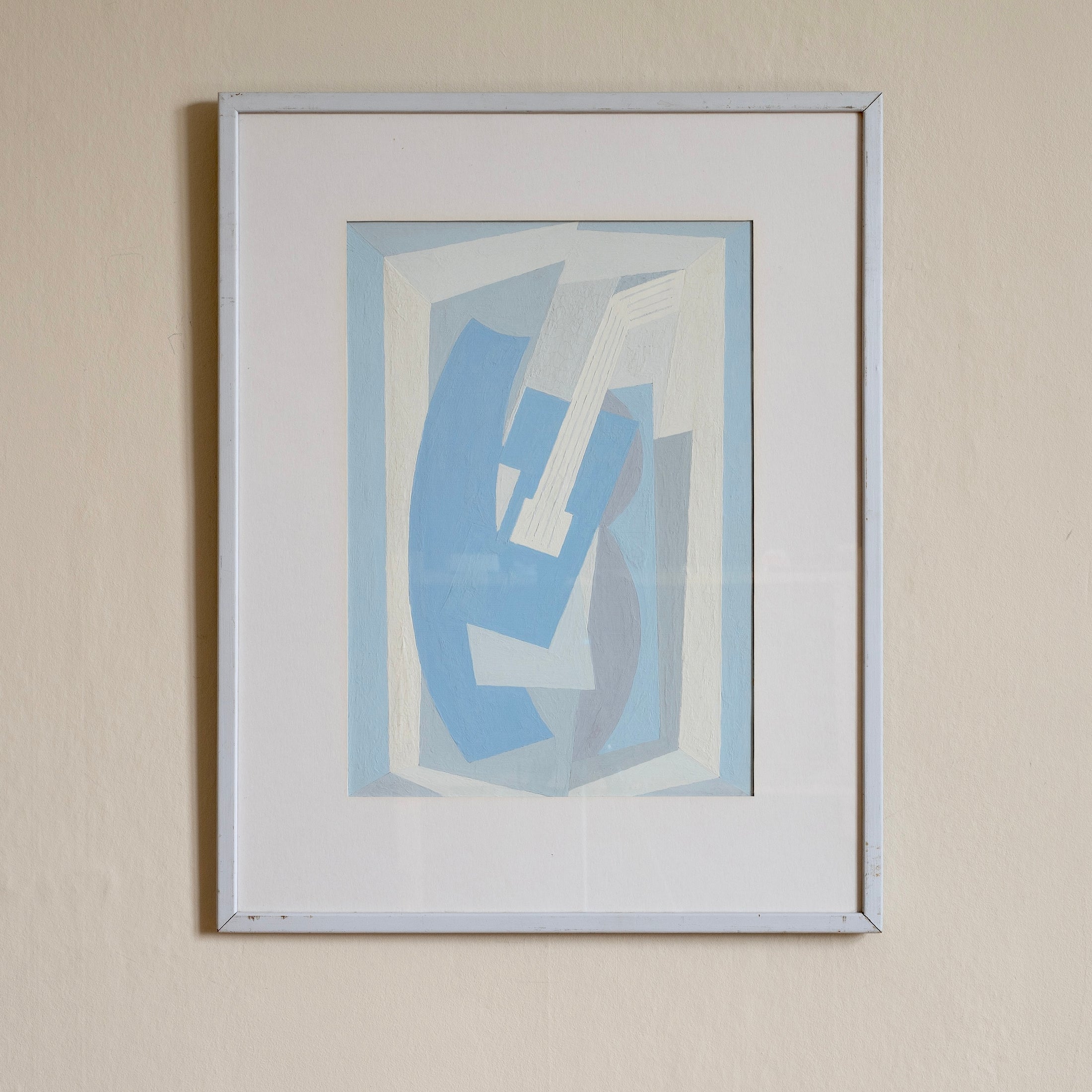 Vintage Original Abstract Guitar Painting from Sweden