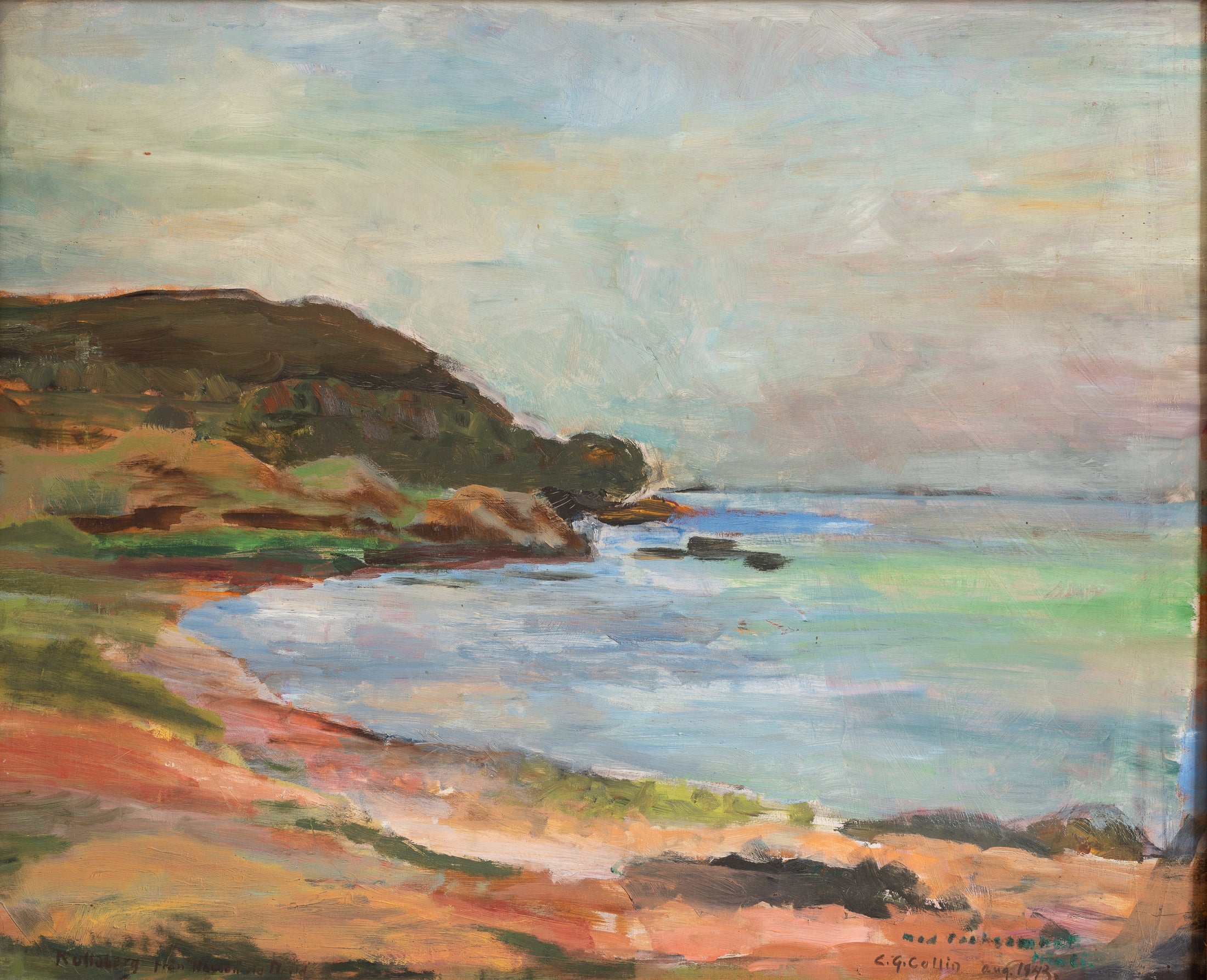 Mid Century Vintage Coastal Oil Painting from Sweden 1943