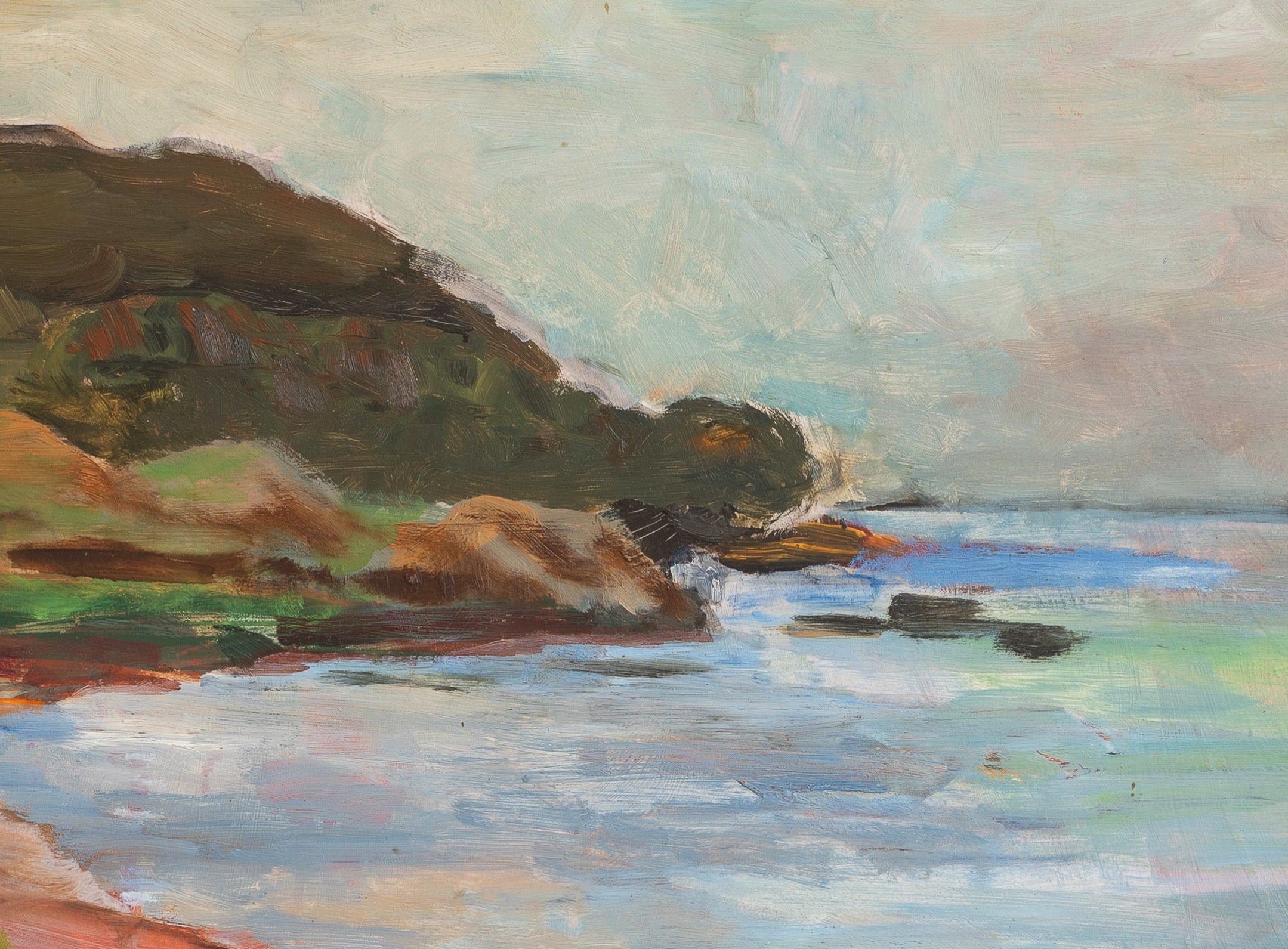 Mid Century Vintage Coastal Oil Painting from Sweden 1943