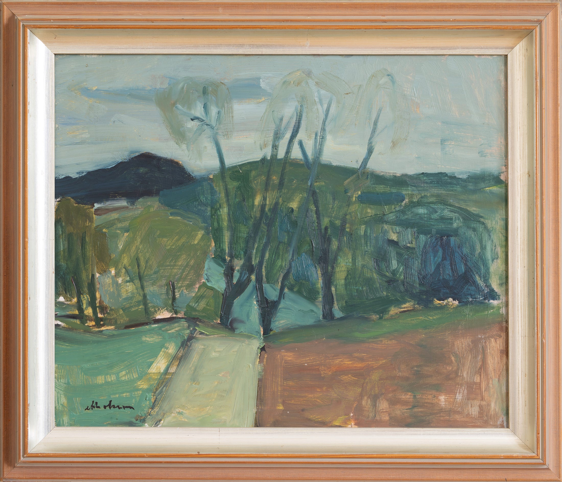 Mid Century Vintage Art Room Original Landscape Oil Painting
