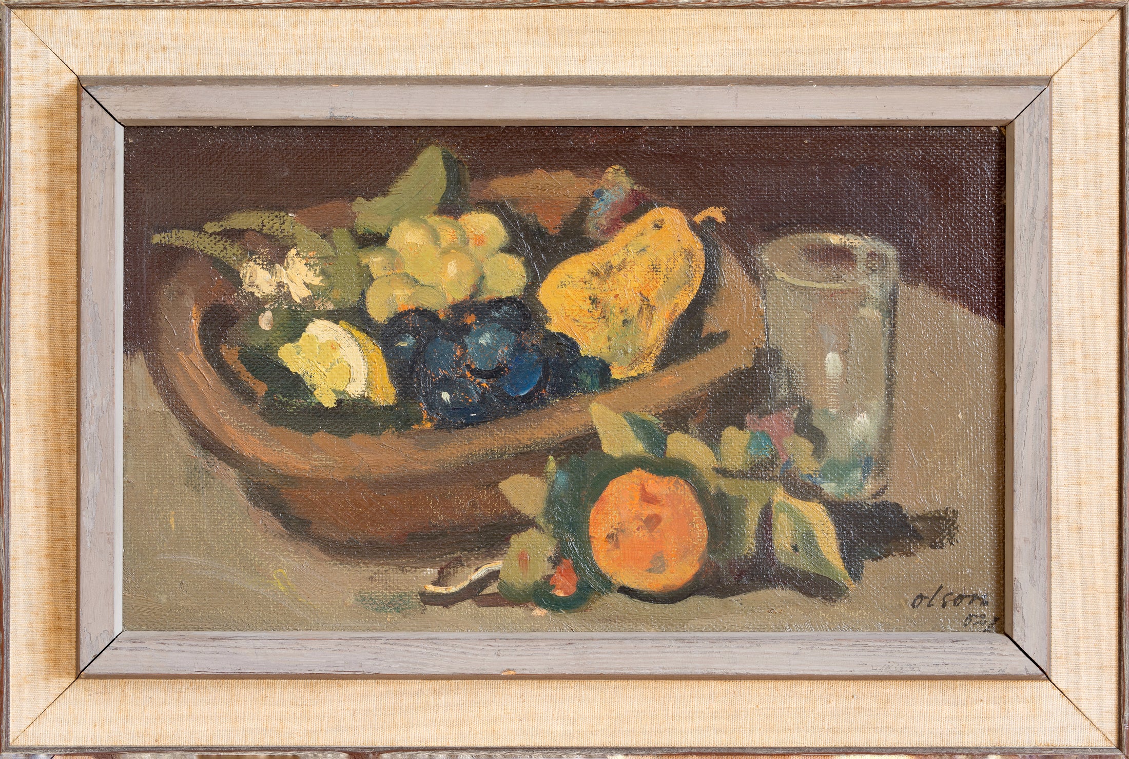Vintage Art Room Mid Century Original Still Life Oil Painting from Sweden