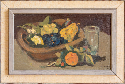 Vintage Art Room Mid Century Original Still Life Oil Painting from Sweden