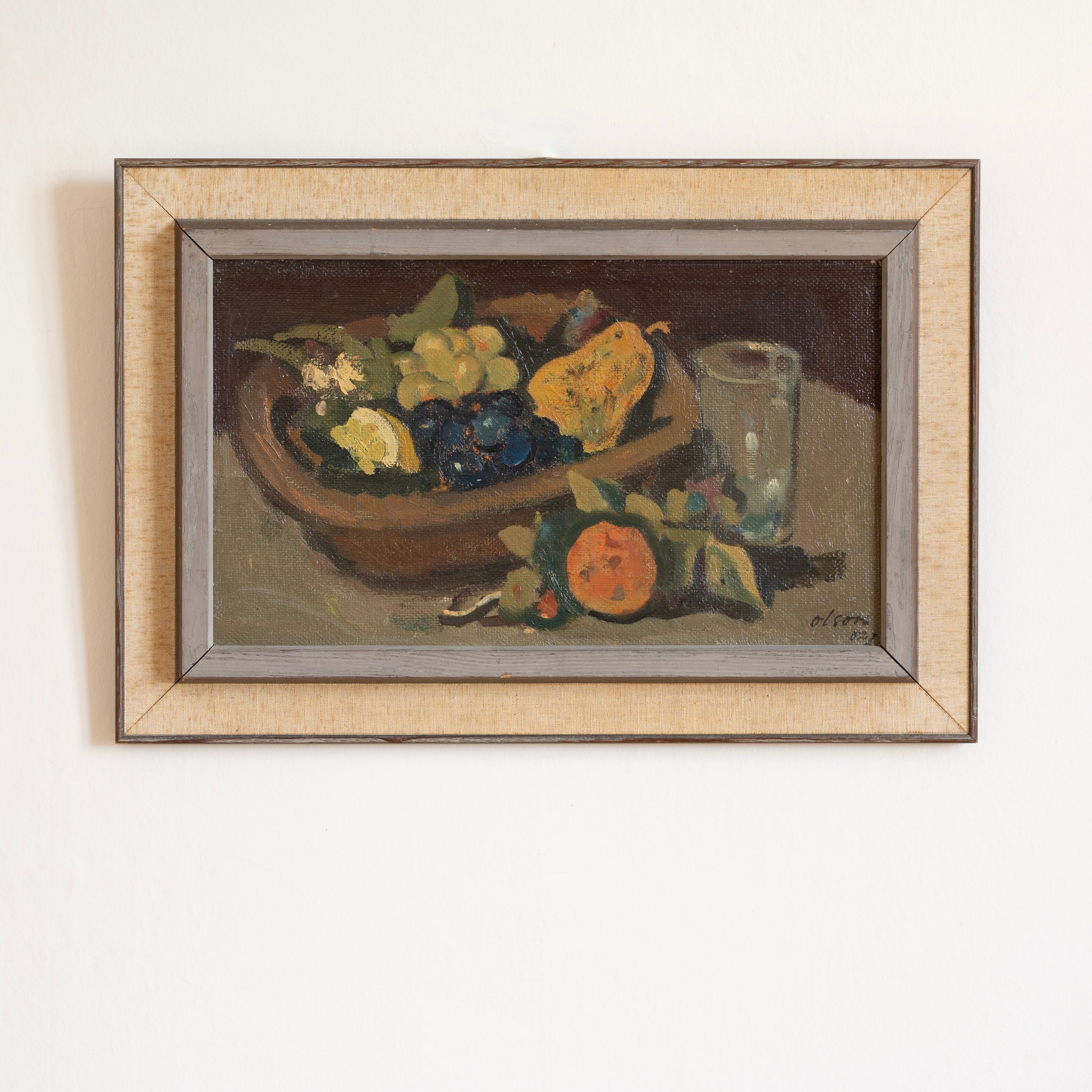 Vintage Art Room Mid Century Original Still Life Oil Painting from Sweden