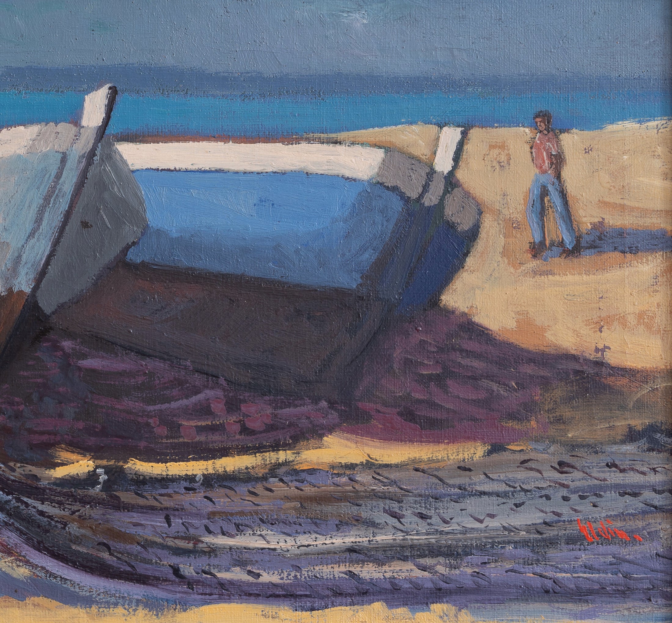 Mid Century Original Vintage Oil Painting from Sweden