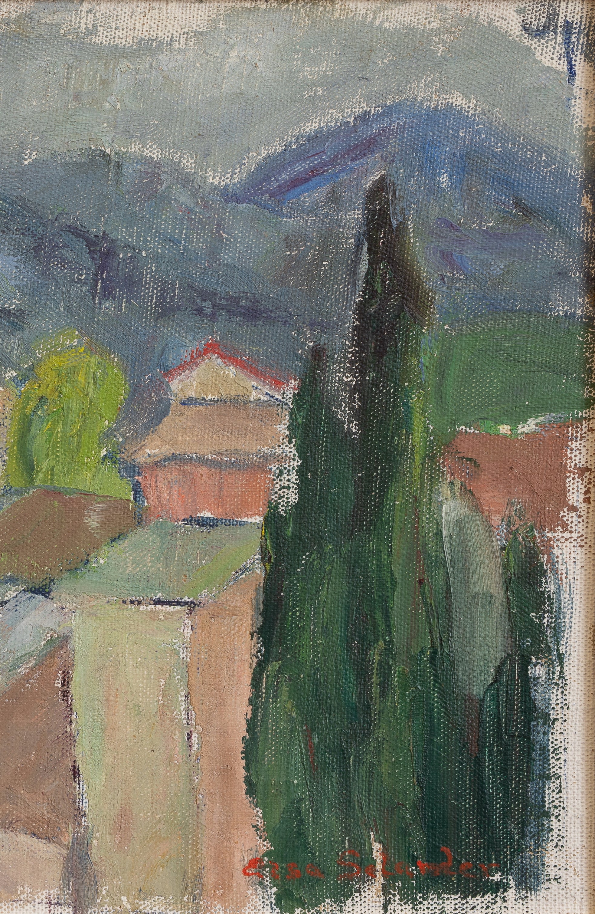 Vintage Original Mid Century Landscape Oil Painting from Sweden