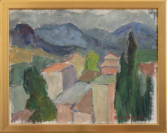 Vintage Original Mid Century Landscape Oil Painting from Sweden