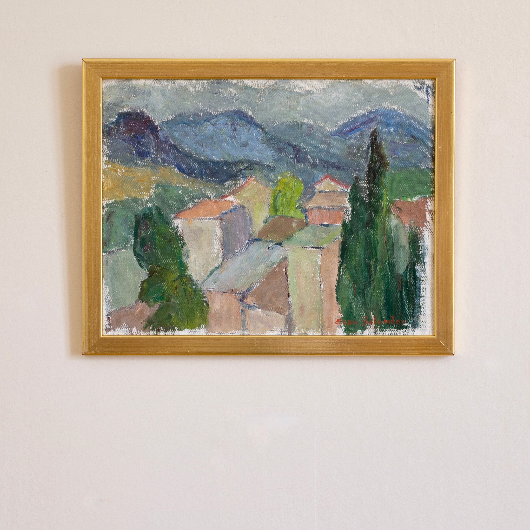 Vintage Original Mid Century Landscape Oil Painting from Sweden
