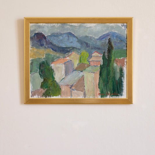 Vintage Original Mid Century Landscape Oil Painting from Sweden