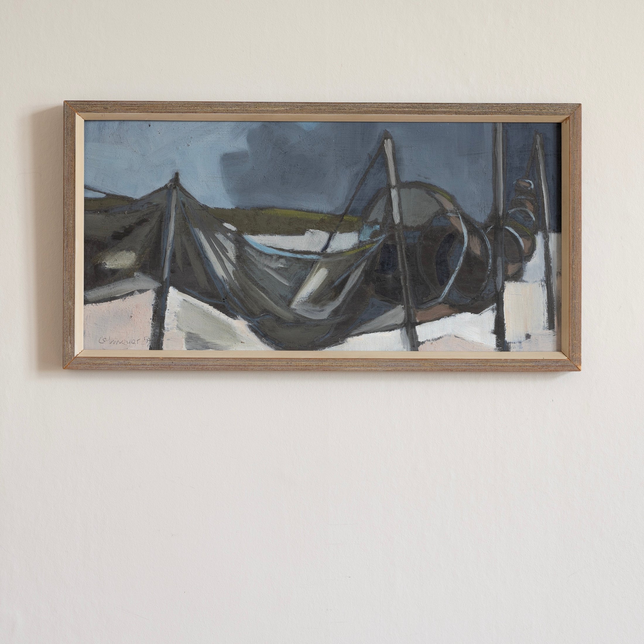 Original Mid Century Coastal Oil Painting from Sweden
