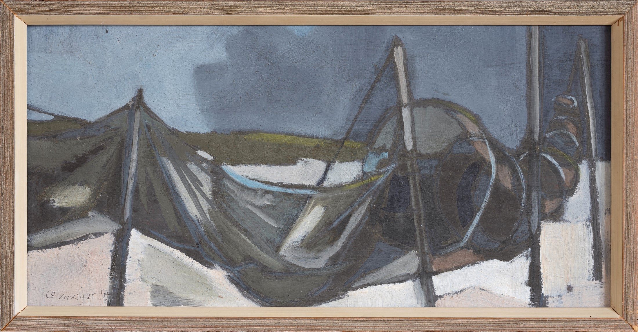 Original Mid Century Coastal Oil Painting from Sweden