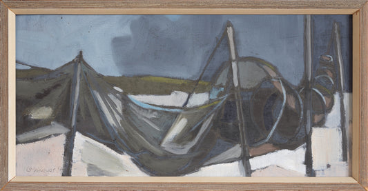 Original Mid Century Coastal Oil Painting from Sweden
