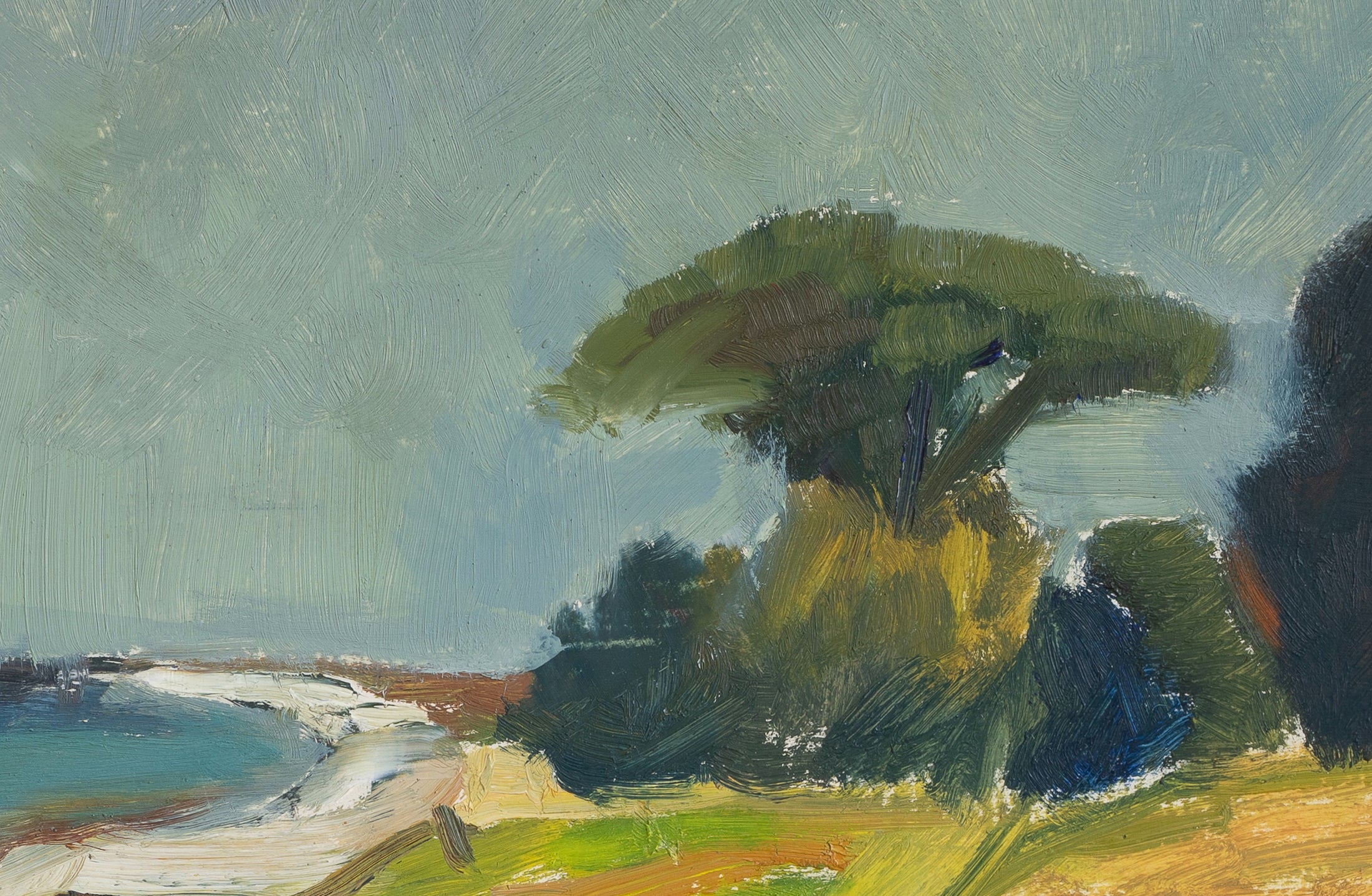 Vintage Art Room Original Coastal Oil Painting from Sweden
