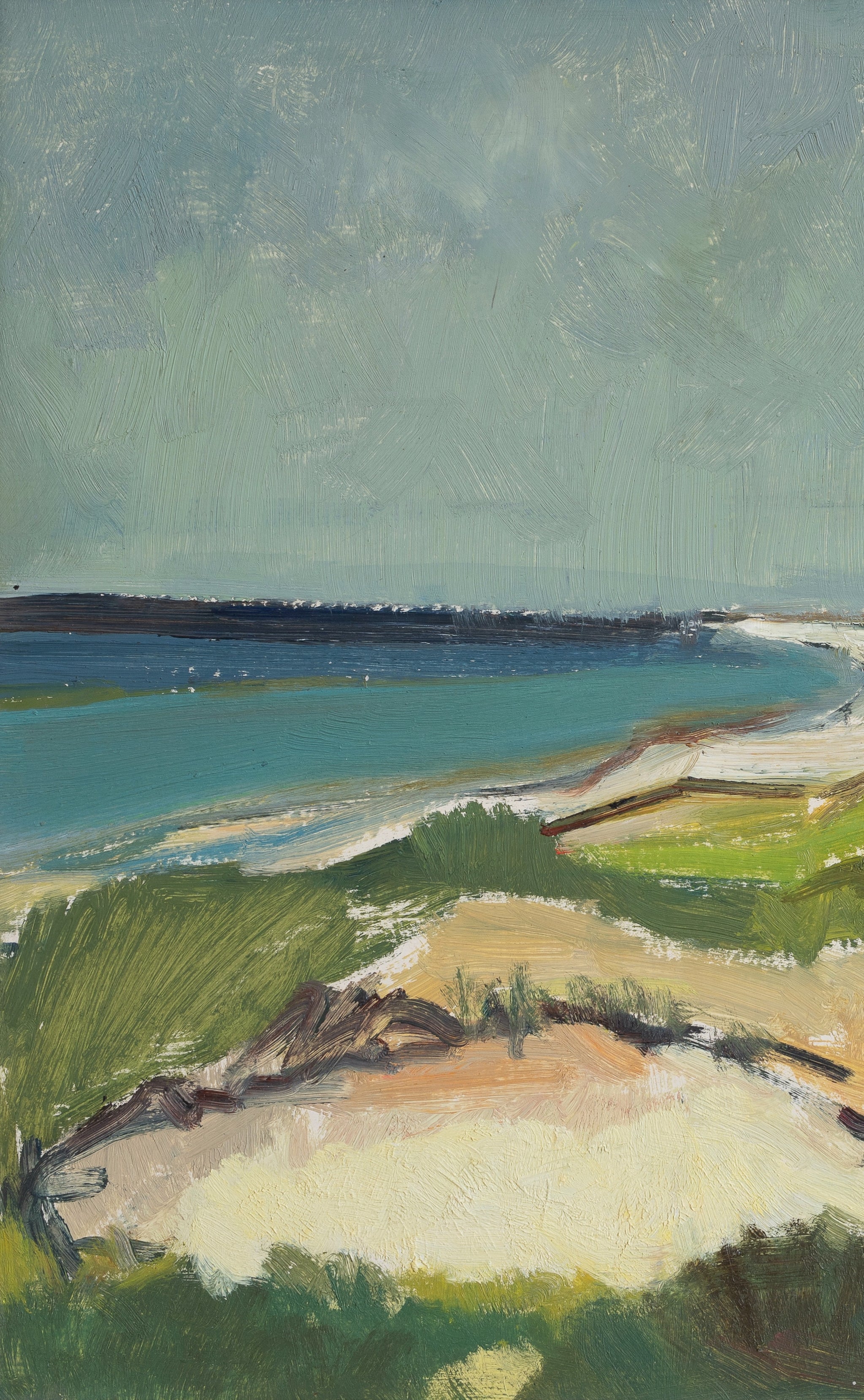 Vintage Art Room Original Coastal Oil Painting from Sweden