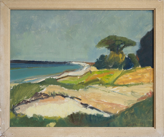 Vintage Art Room Original Coastal Oil Painting from Sweden