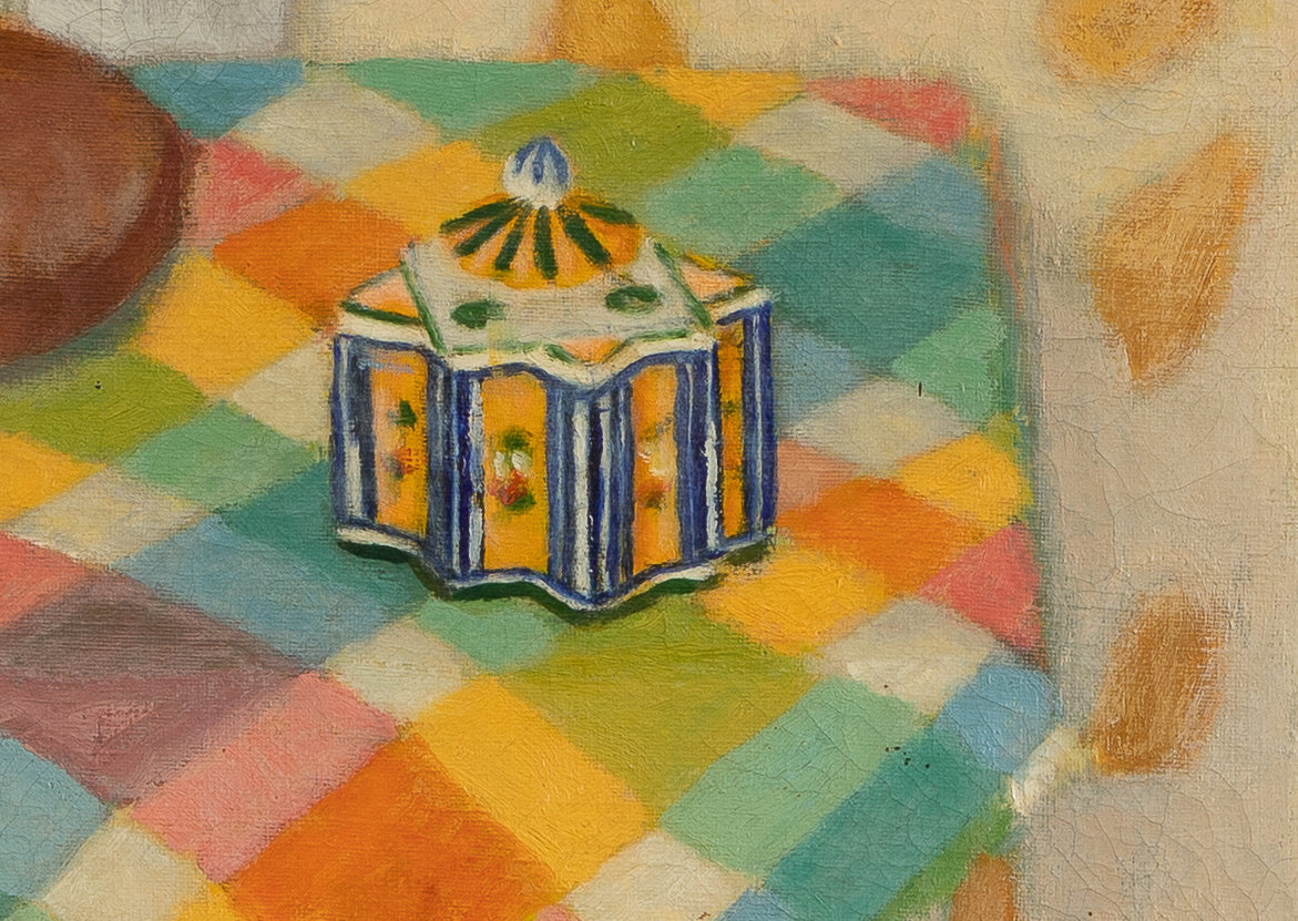 Vintage Mid Century Art Original Interior Oil Painting from Sweden