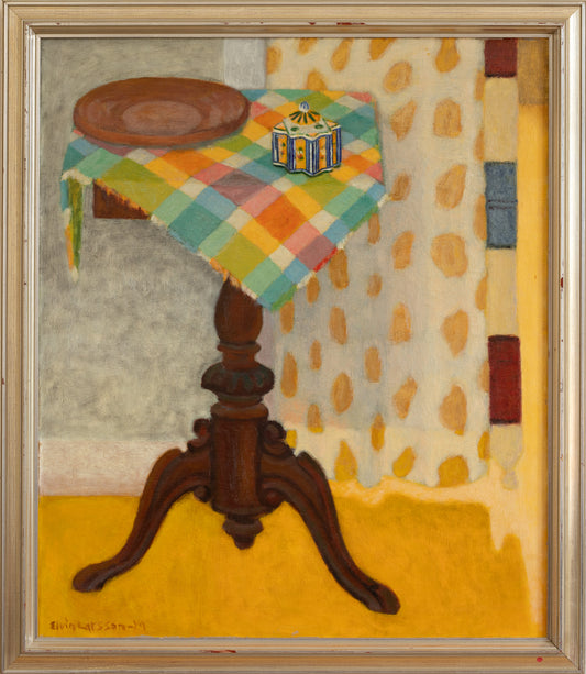 Vintage Mid Century Art Original Interior Oil Painting from Sweden
