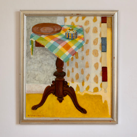 Vintage Mid Century Art Original Interior Oil Painting from Sweden