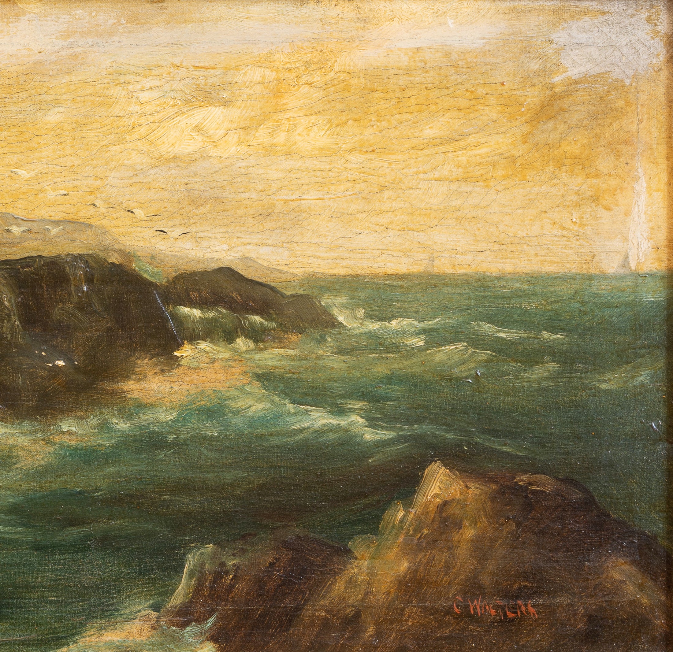 Original Seascape Oil Painting Vintage From Sweden