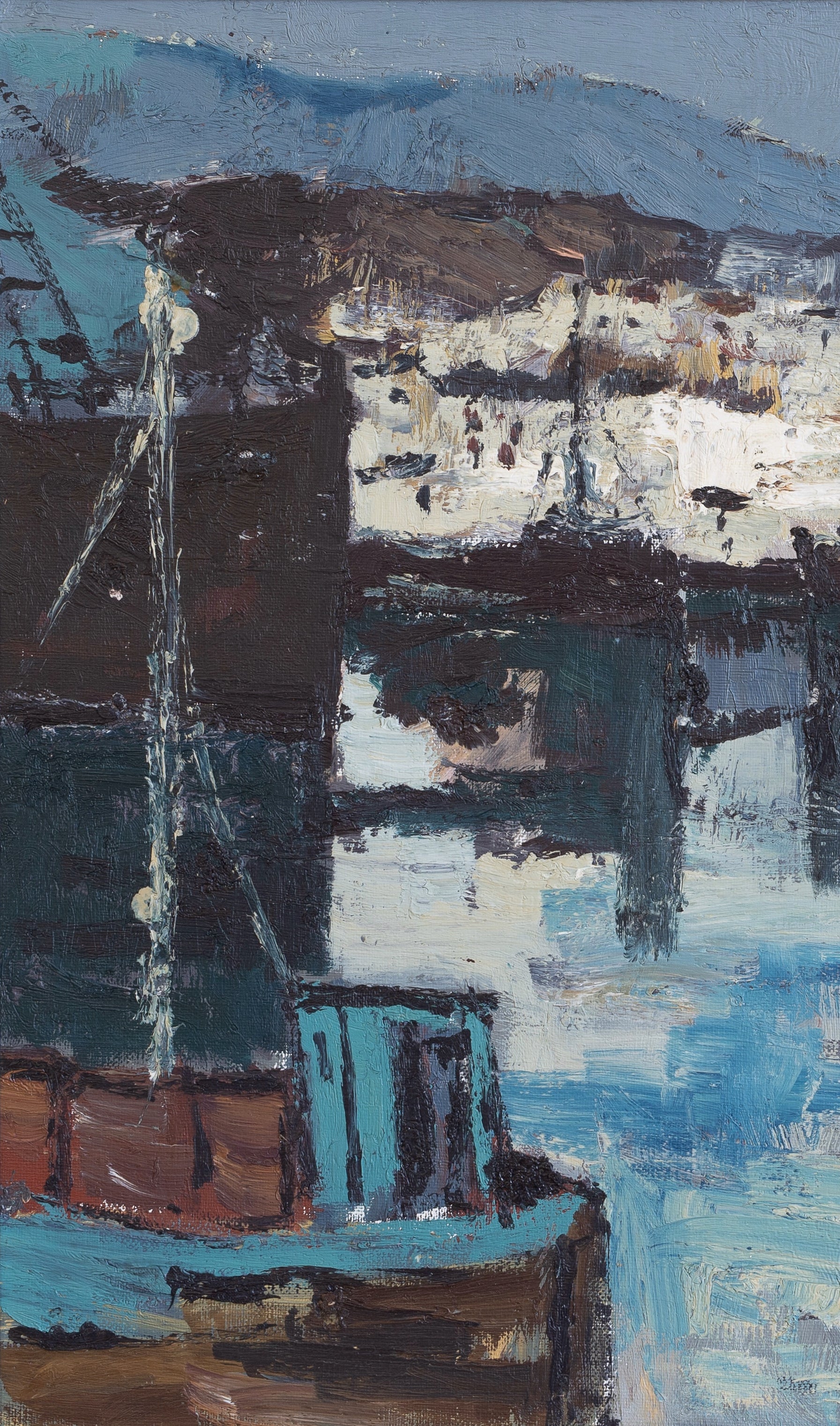 Mid Century Original Vintage Coastal Oil Painting from Sweden