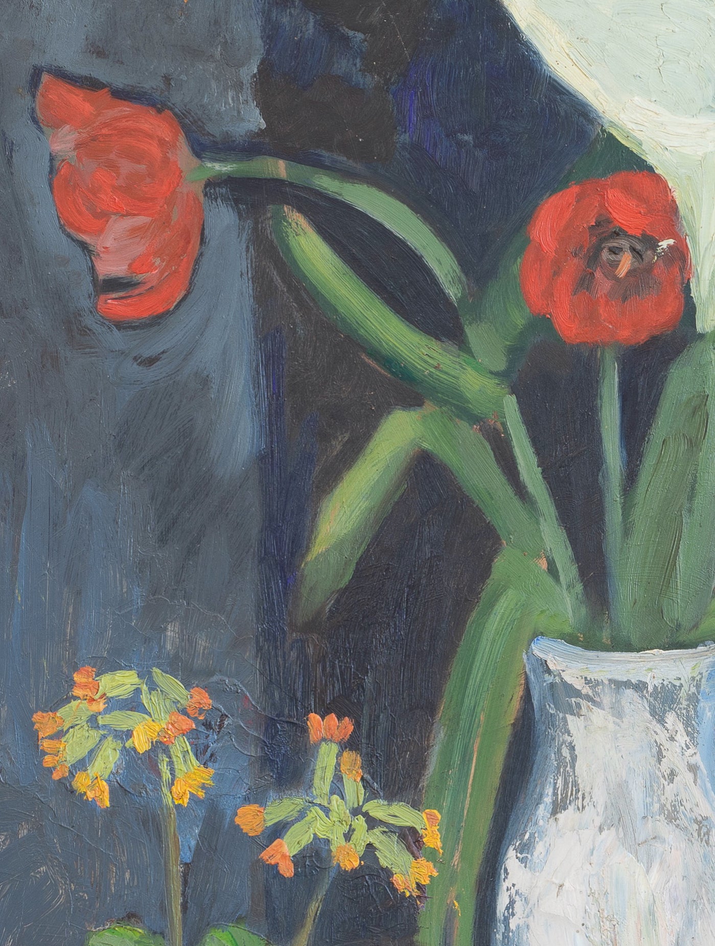 Vintage Art Large Still Life Original Floral Oil Painting From Sweden