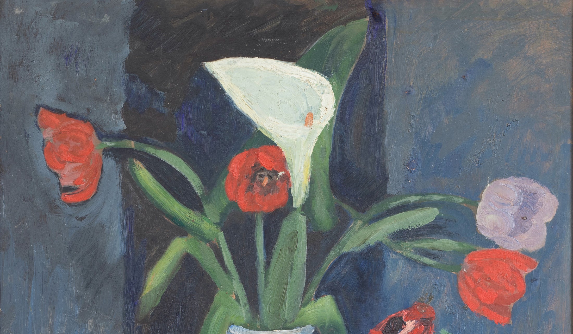 Vintage Art Large Still Life Original Floral Oil Painting From Sweden