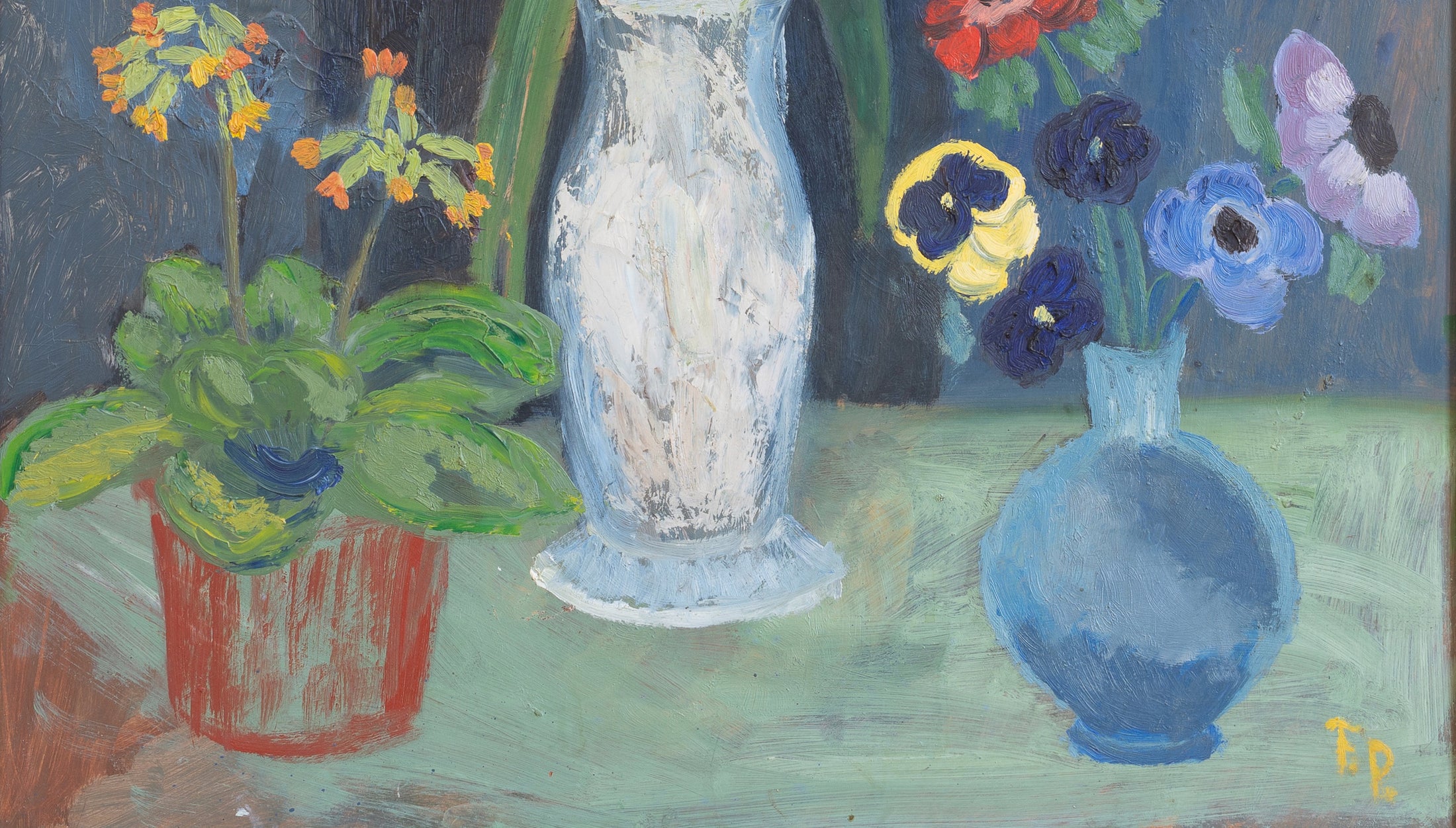 Vintage Art Large Still Life Original Floral Oil Painting From Sweden