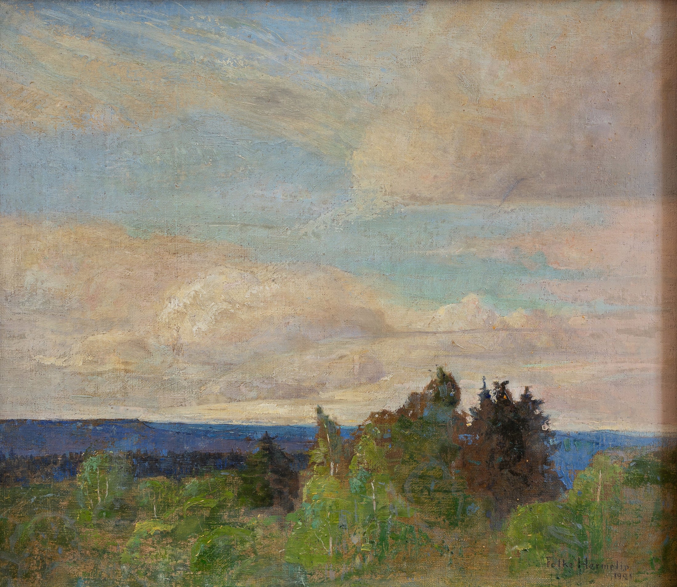 Original Vintage Landscape Oil Painting from Sweden