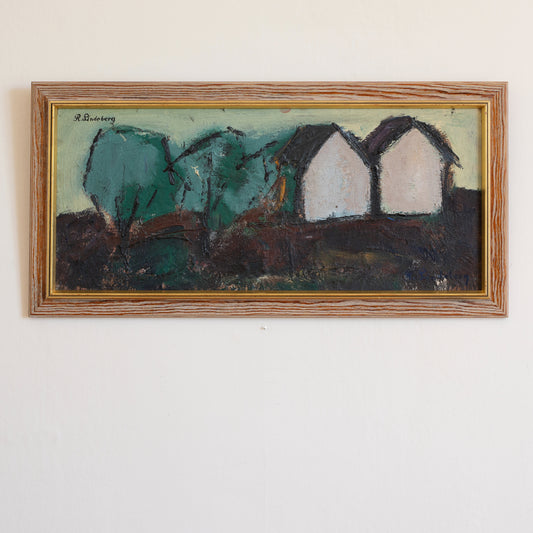 Original Mid Century Vintage Landscape Oil Painting From Sweden