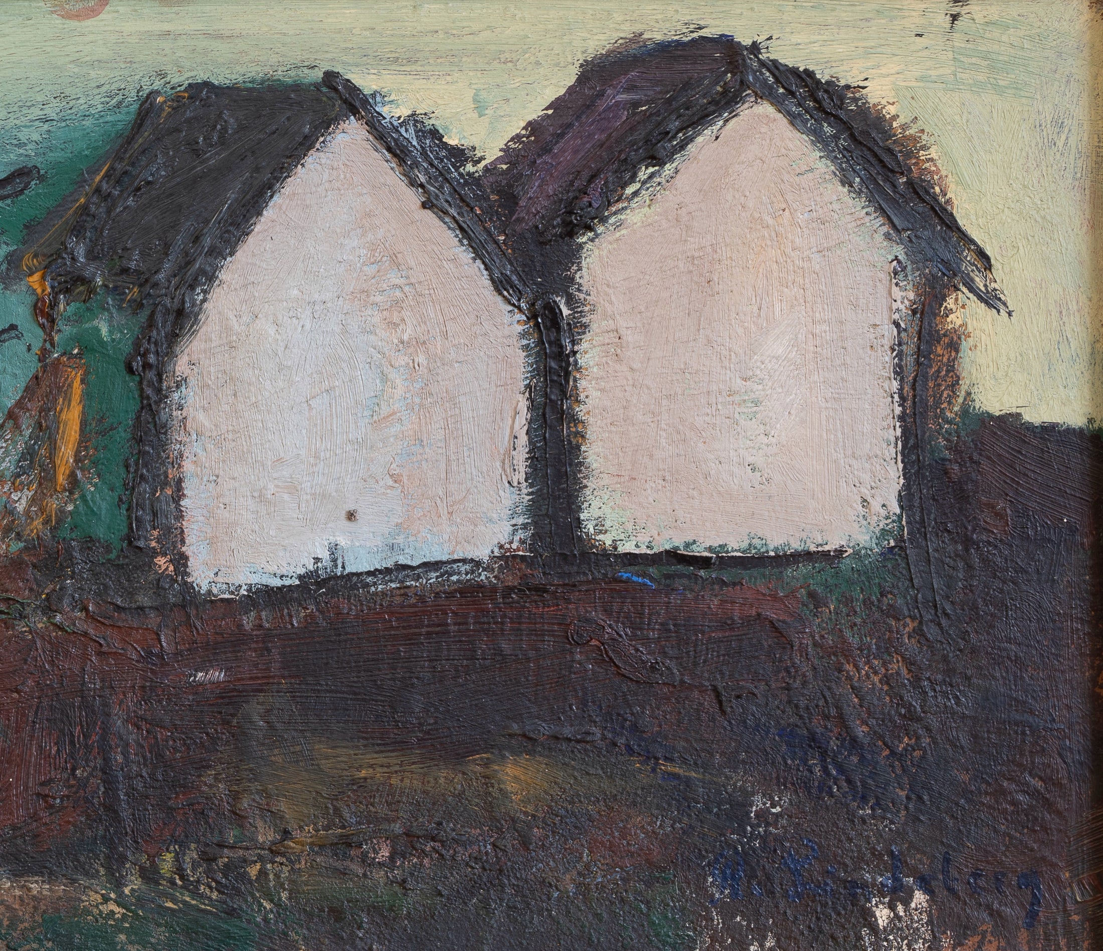 Original Mid Century Vintage Landscape Oil Painting From Sweden