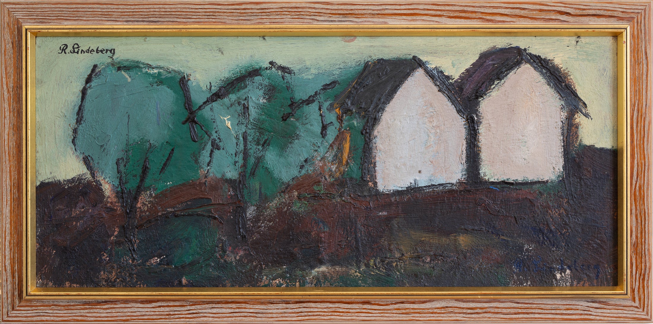 Original Mid Century Vintage Landscape Oil Painting From Sweden