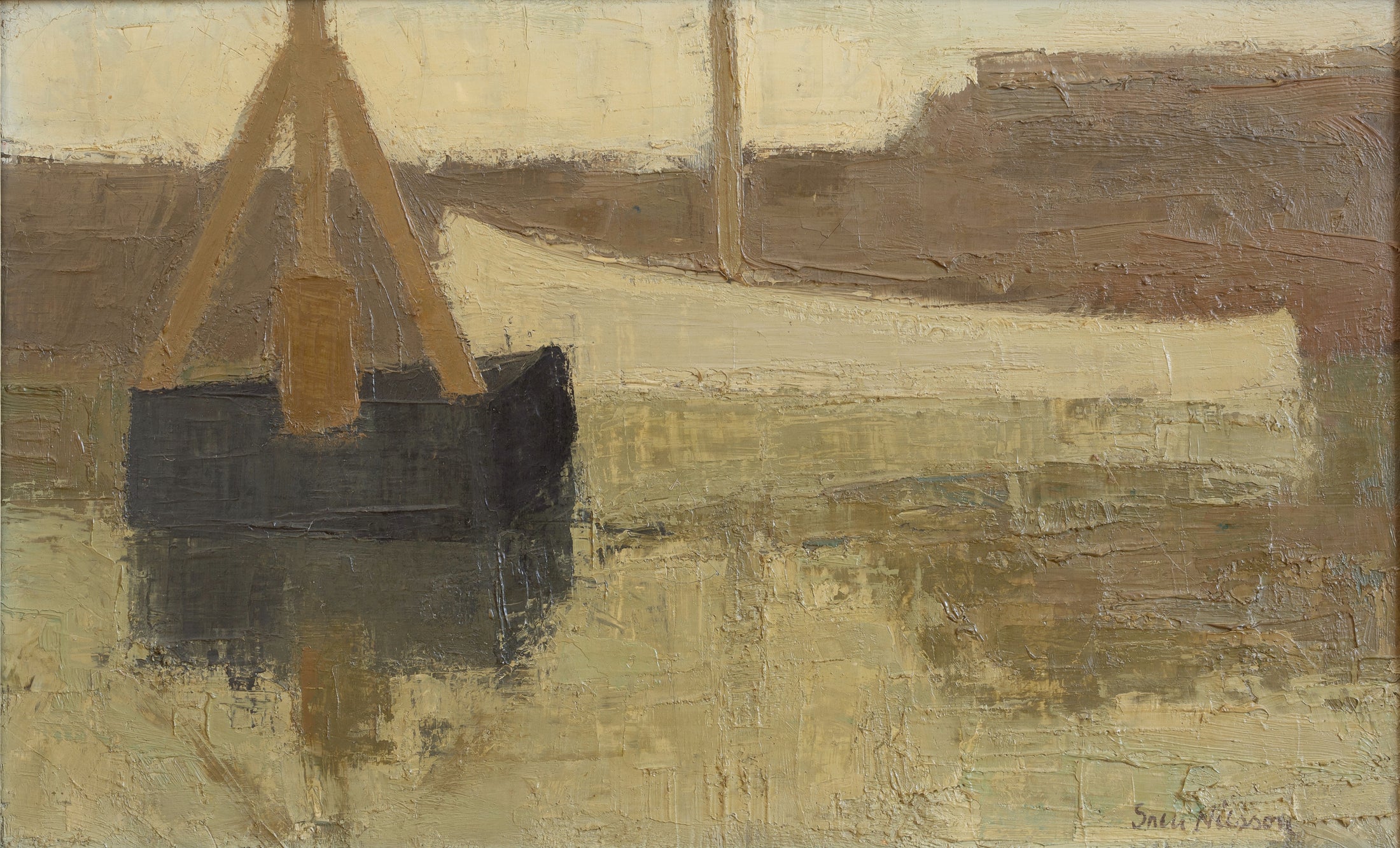 Mid Century Original Oil Painting From Sweden By S Nilsson
