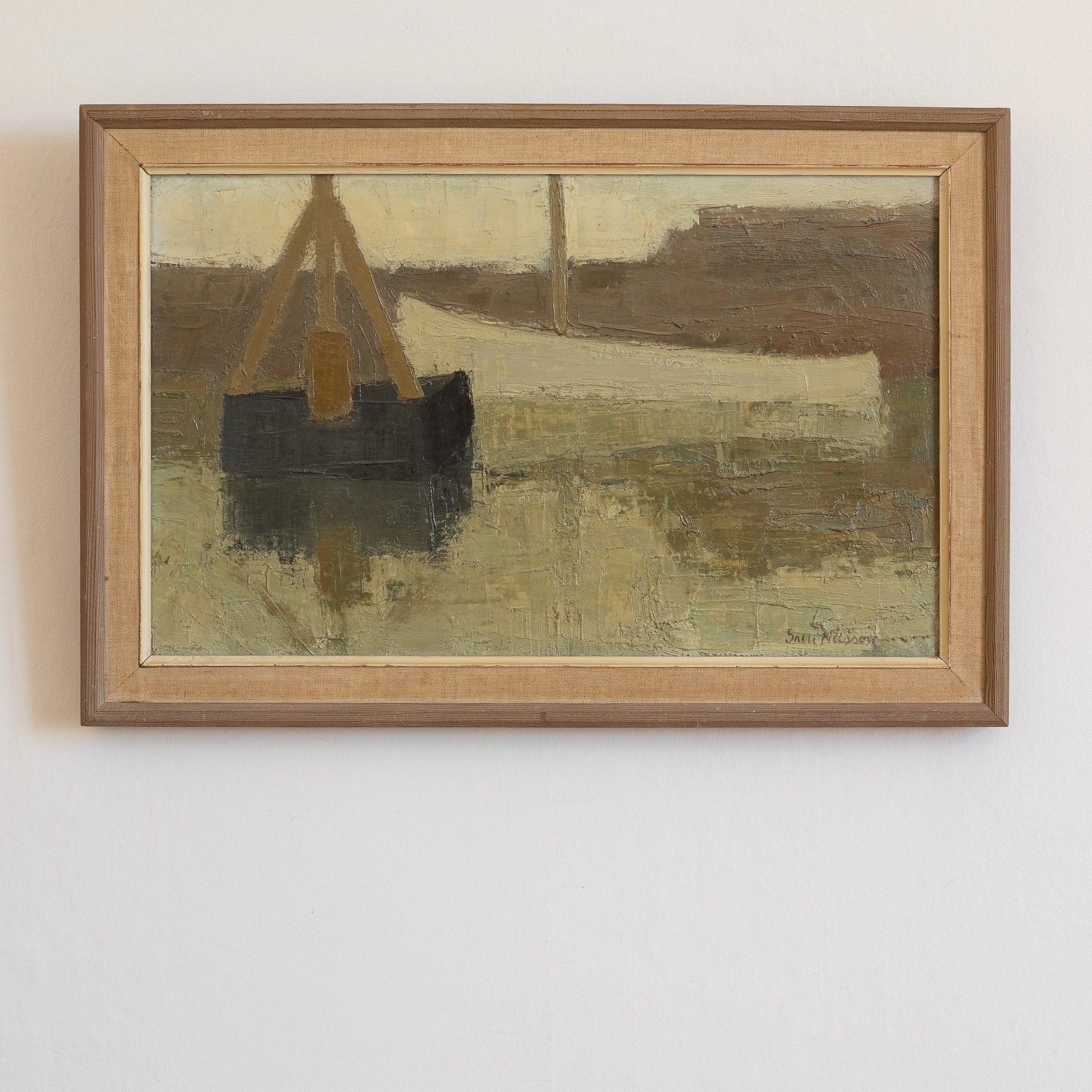 Mid Century Original Oil Painting From Sweden By S Nilsson