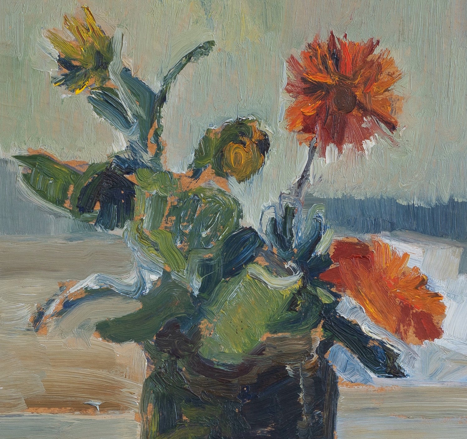 Vintage Art Room Original Floral Oil Painting From Sweden