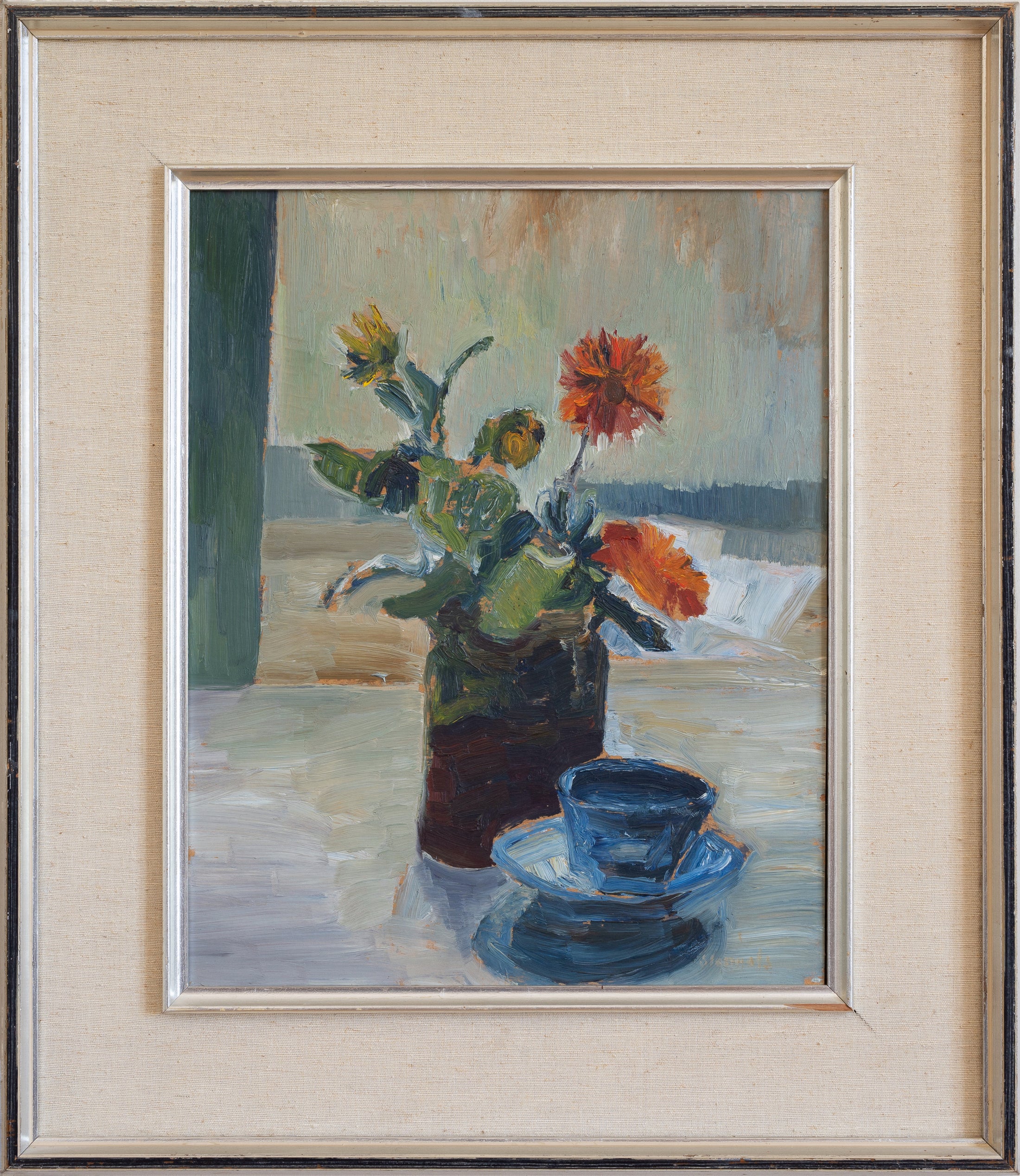 Vintage Art Room Original Floral Oil Painting From Sweden