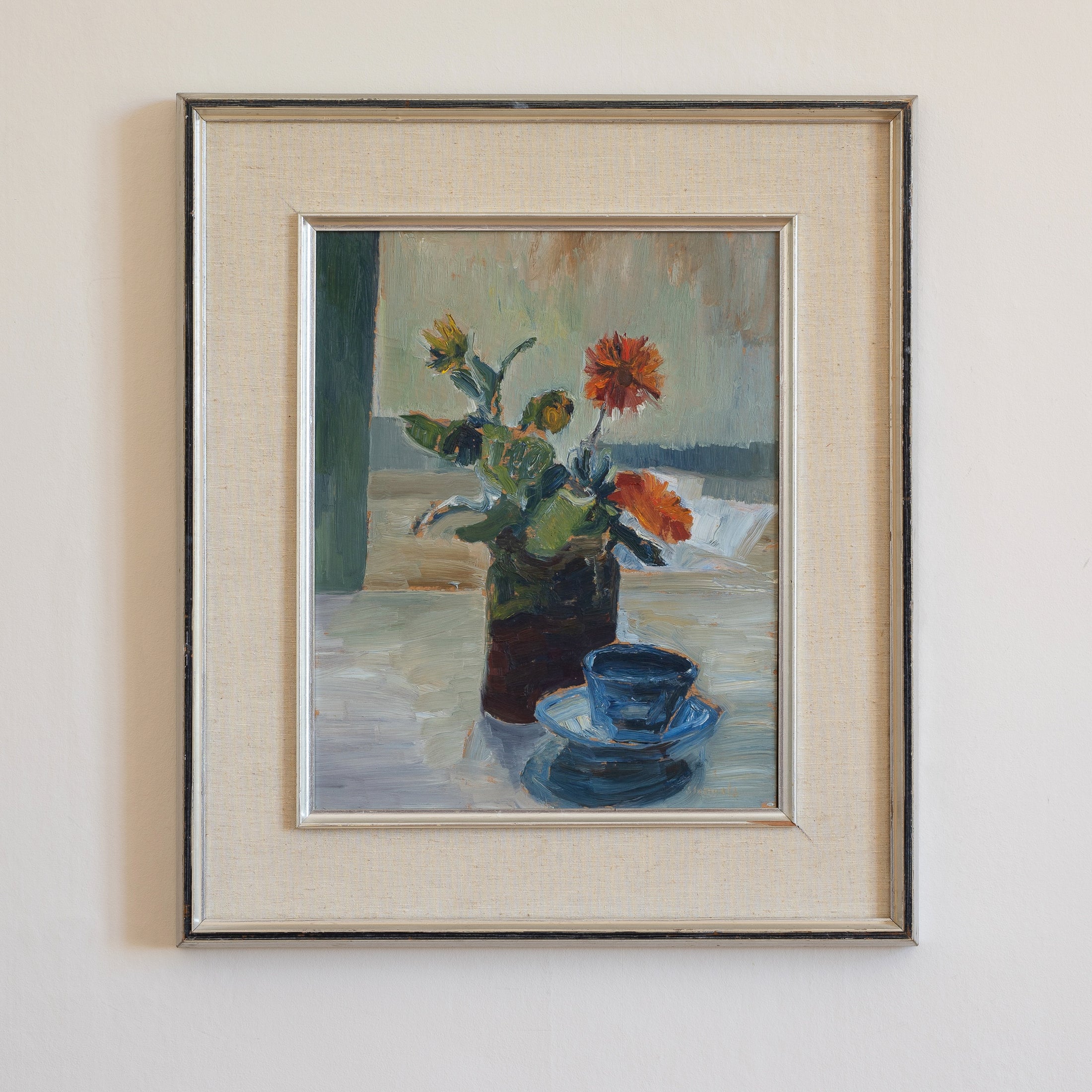 Vintage Art Room Original Floral Oil Painting From Sweden