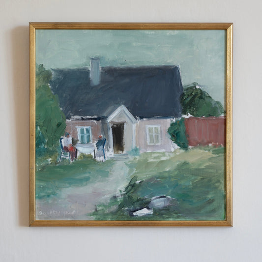 Charming Mid Century Original Oil Painting from Sweden