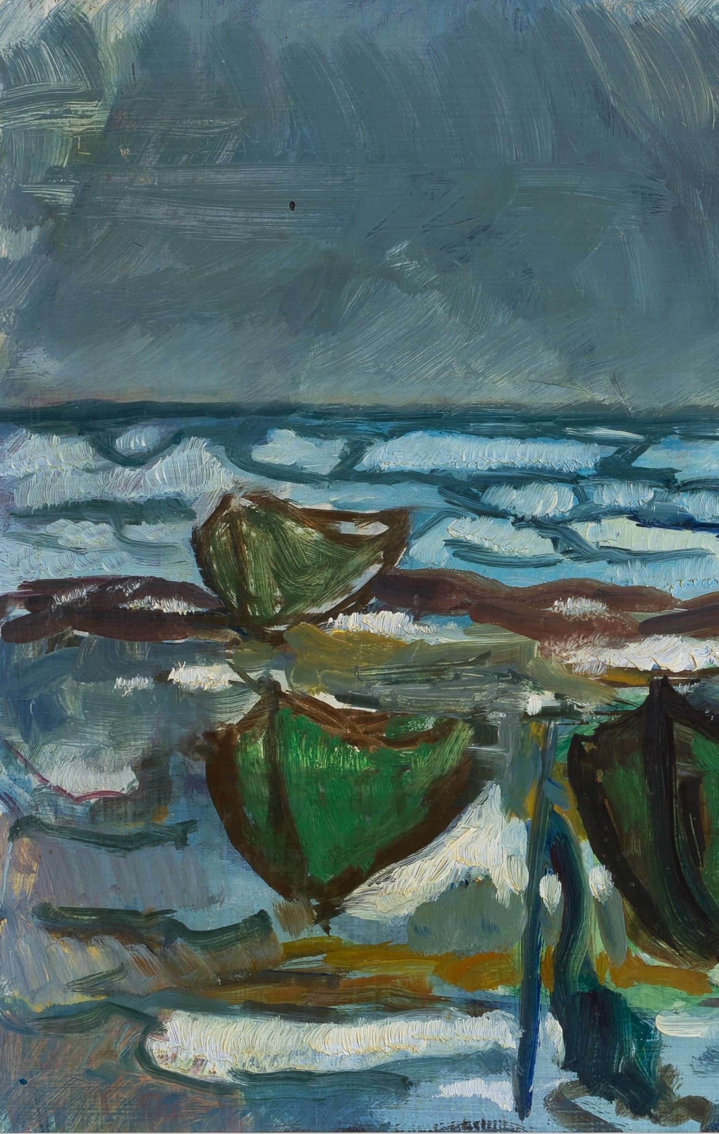 Vintage Art Room Mid Century Vintage Coast Oil Painting