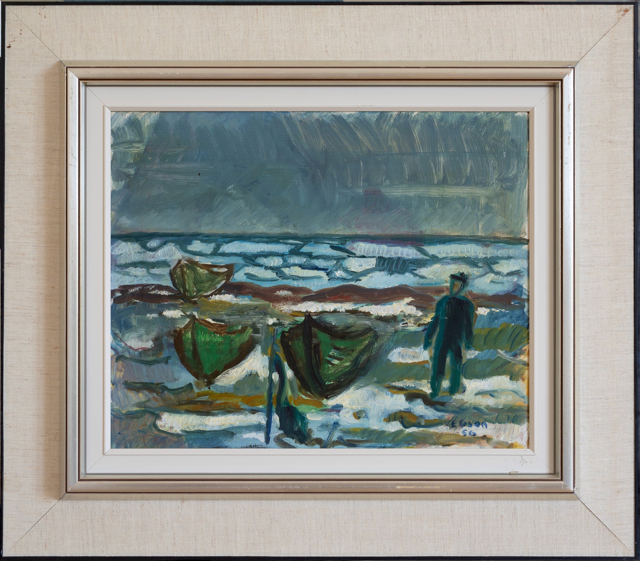 Vintage Art Room Mid Century Vintage Coast Oil Painting