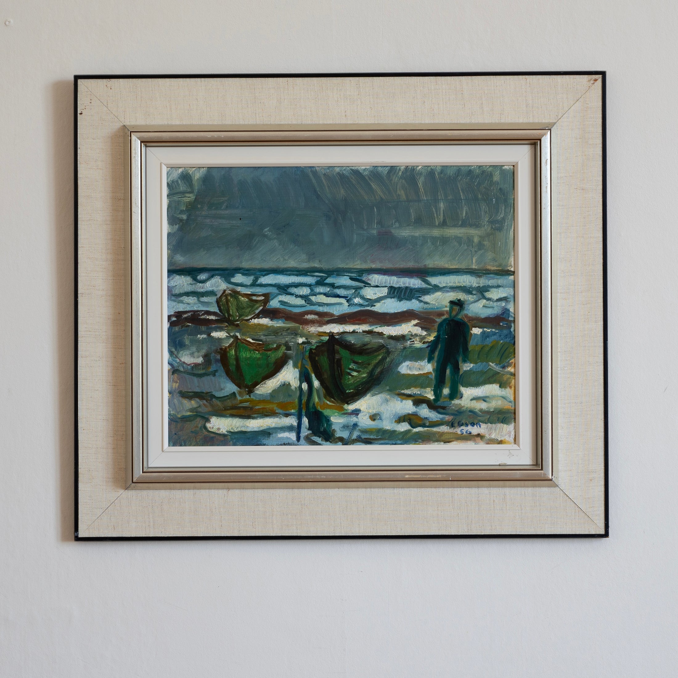 Vintage Art Room Mid Century Vintage Coast Oil Painting