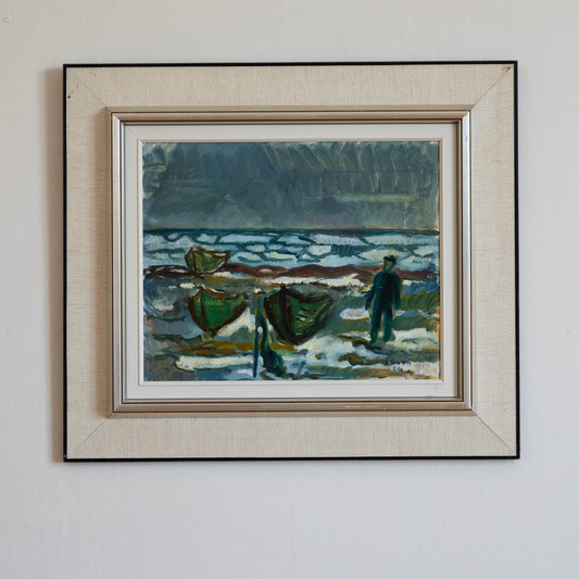 Vintage Art Room Mid Century Vintage Coast Oil Painting