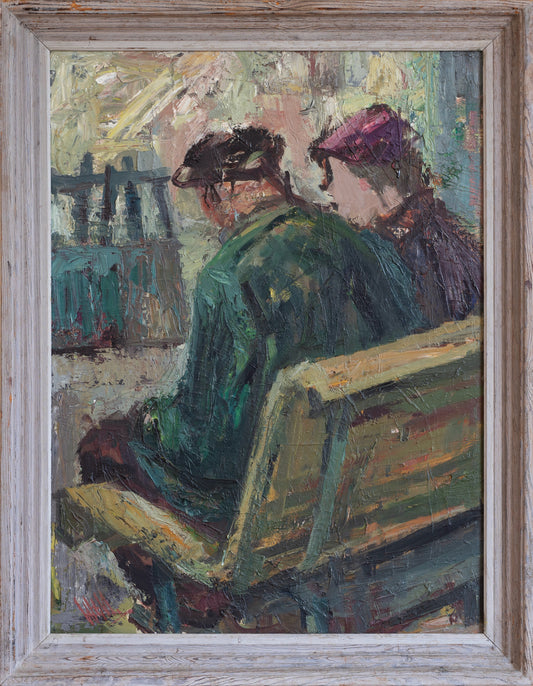Vintage Original Mid Century Oil Painting from Sweden