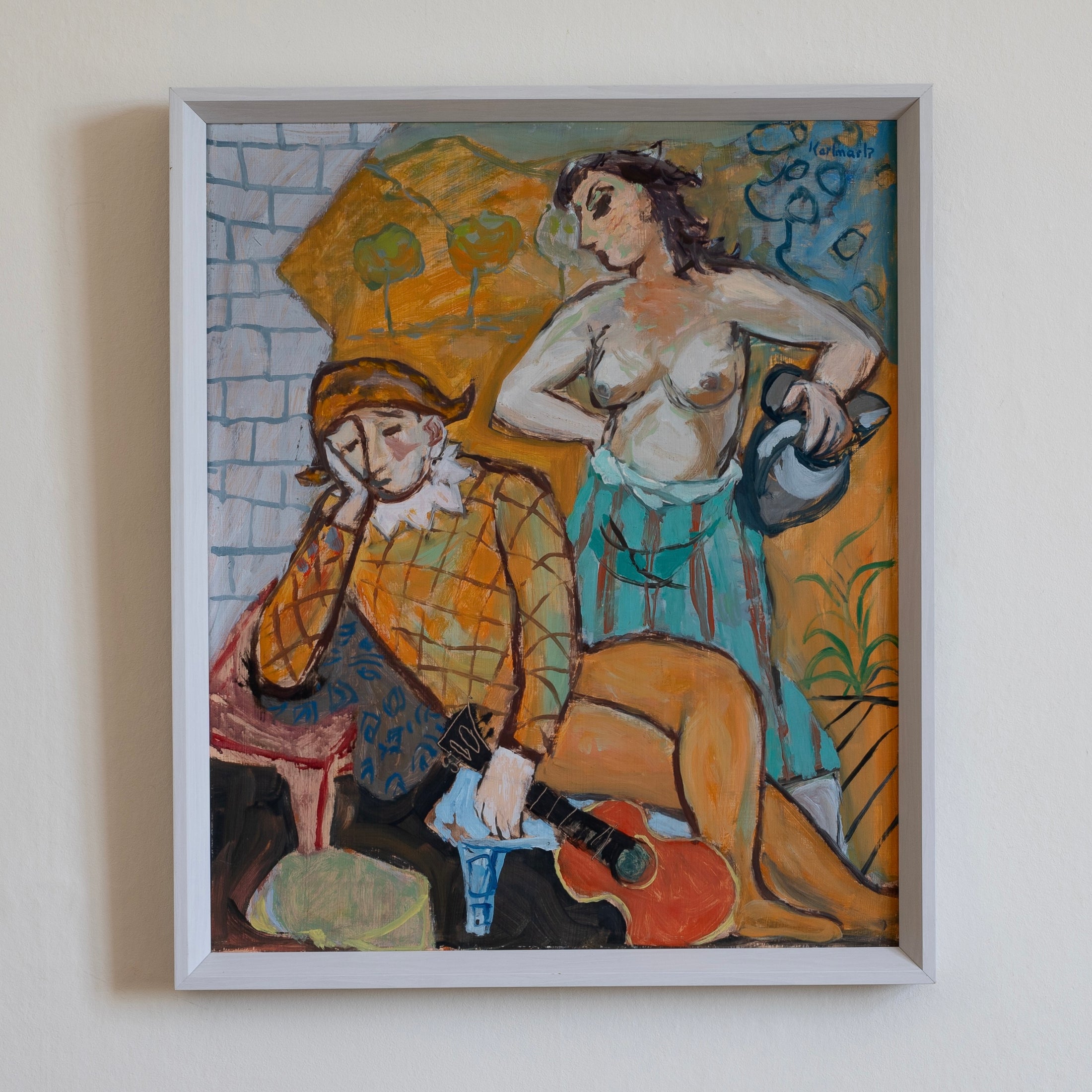 Mid Century Vintage Original Painting By G Karlmark Sweden