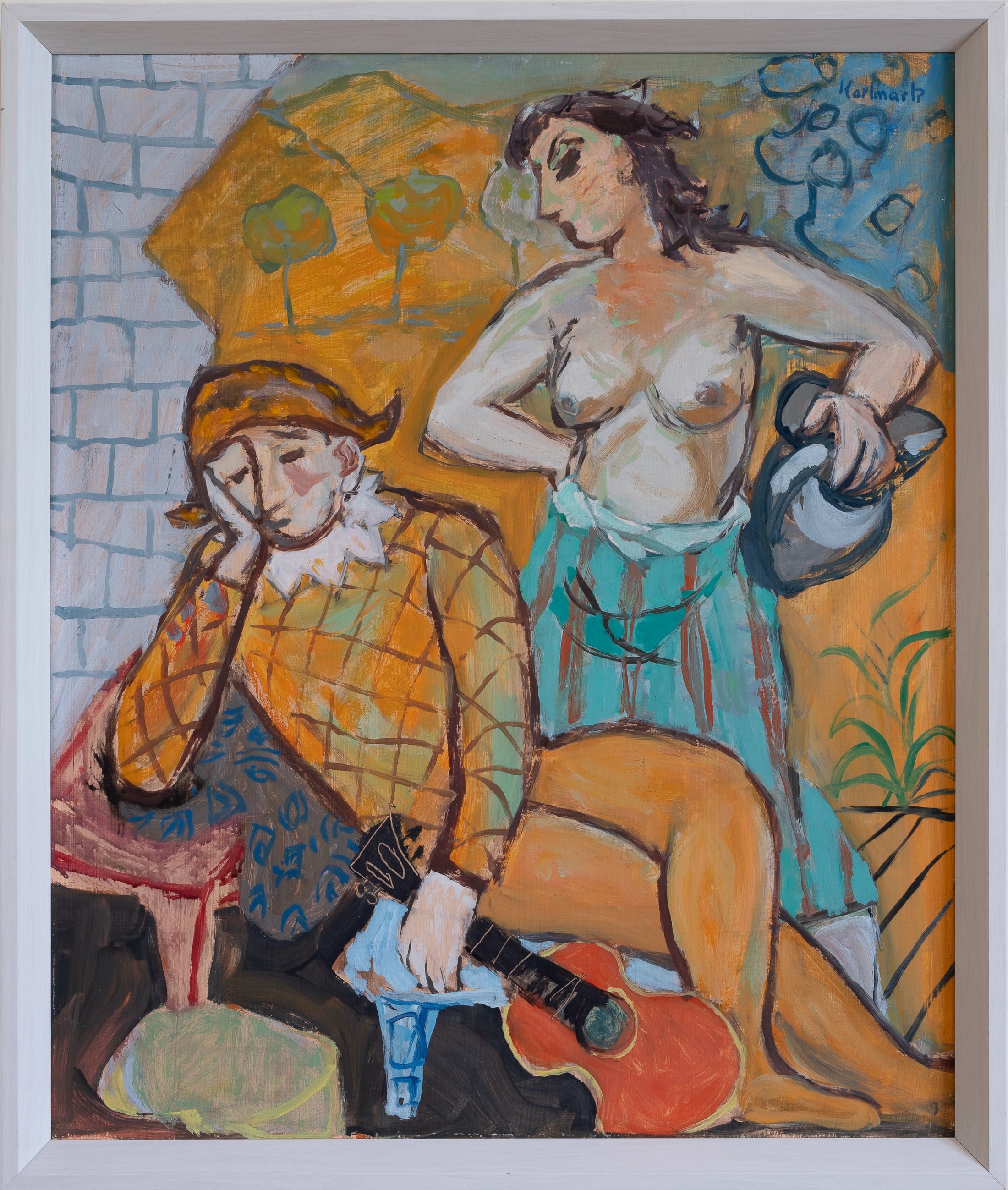 Mid Century Vintage Original Painting By G Karlmark Sweden